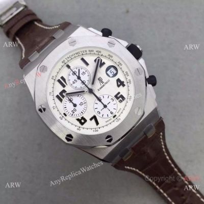 Swiss 3126 Audemars Piguet Replica Stainless Steel Brown Leather Watch